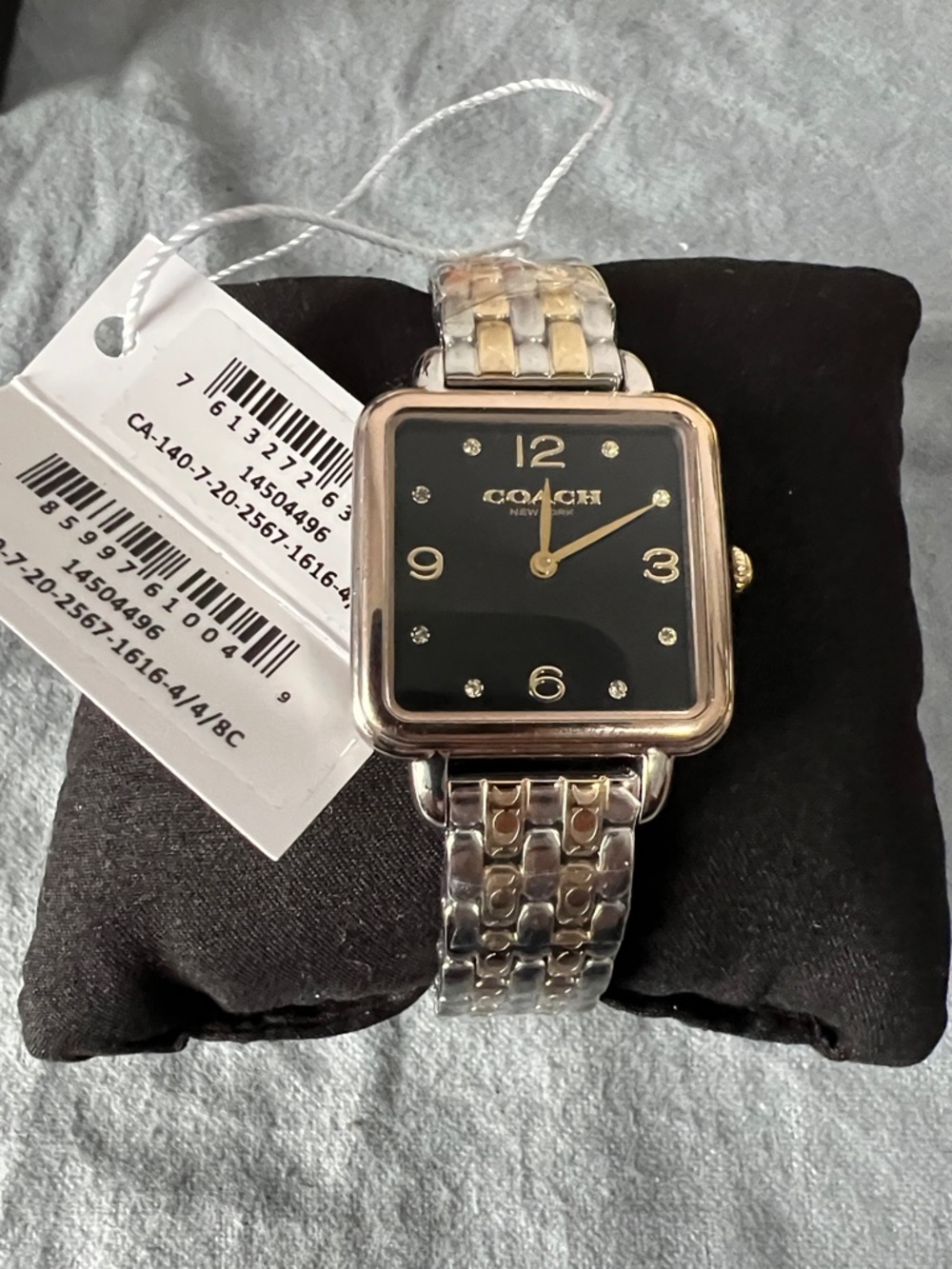 Coach Two-Tone Square Black Dial Bracelet Watch - Picture 2 of 5